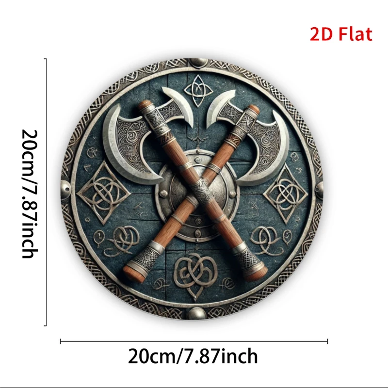 CIFBUY Vintage Viking Celtic Knot Crossed Axes Aluminum Wall Art Waterproof Durable Distressed Decor For Home Bar Garage Cafe