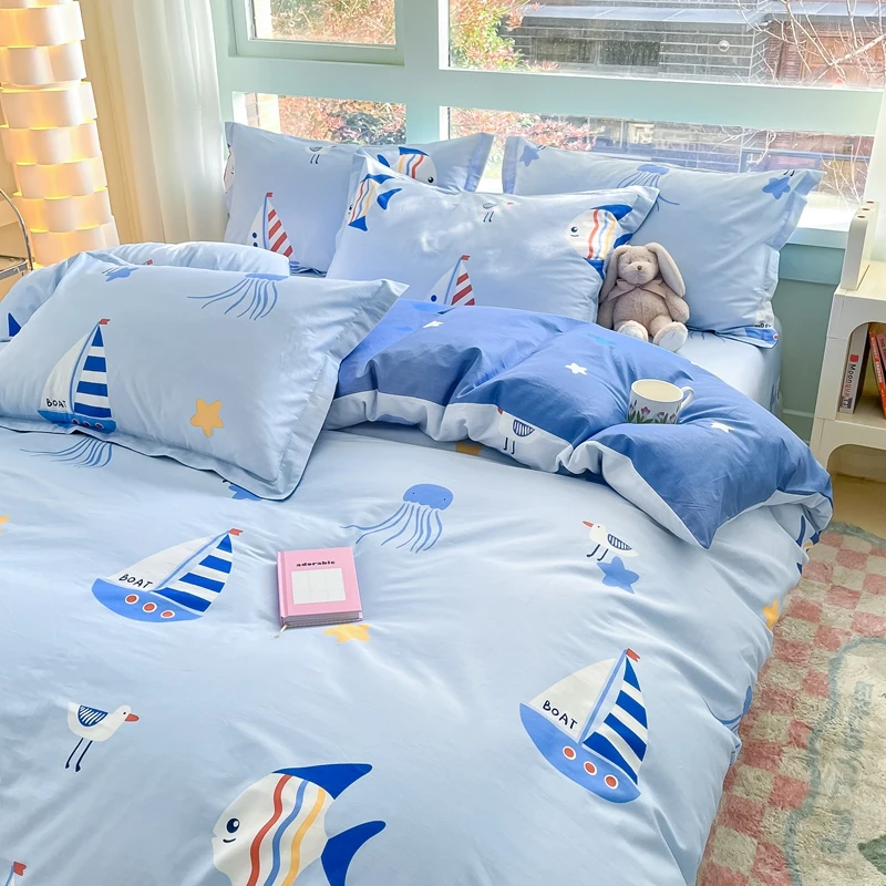 

2024 New Cotton Printed Cartoon Bedding Set Duvet Cover 160x210 220x240 Bed Linen Sets Queen Bedding Comfortable and Breathable