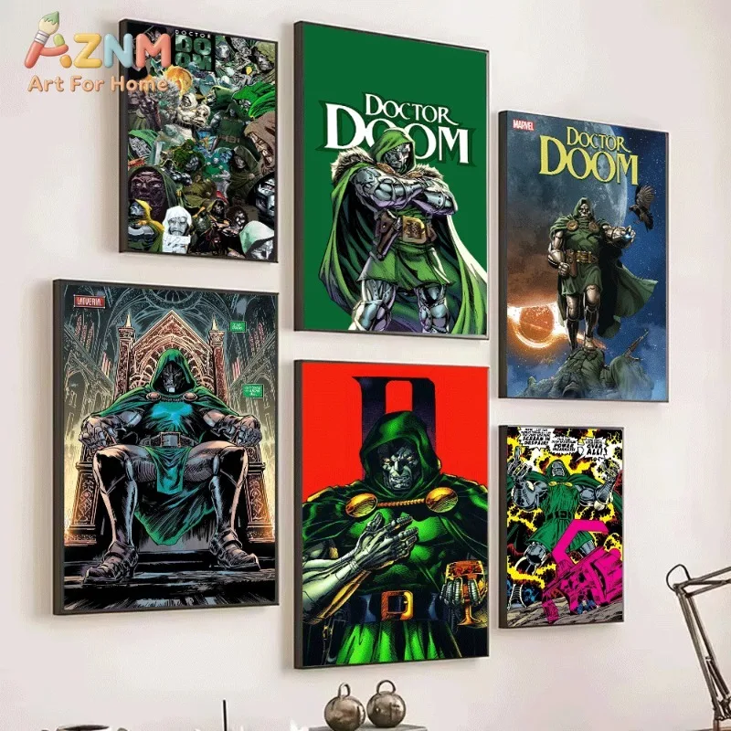 Green Cover Doctor Doom Superhero Comic Canvas Wall Art No Frame Character Print Poster for Living Room Bedroom Home WalArt Gift