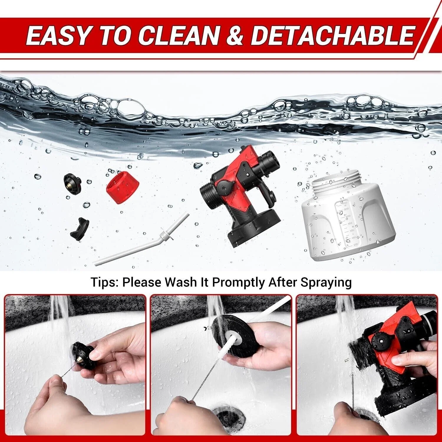 1400ML Electric Spray Gun 850W High Power Paint Sprayer Household DIY 4 Size Copper Nozzle Home Easy Spraying Power Tool