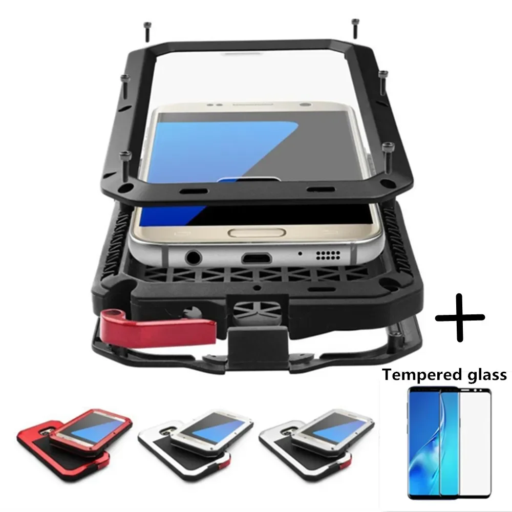 

Закаленное стекло + металлический чехол для Samsung Galaxy S23 S22 S21 S20 Pulse Note 20 10 9 8 Heavy Duty Armor Shockproof Cover Case