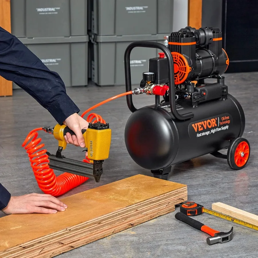 4.8 Gallon Air Compressor 1.2HP 2.2 CFM@90PSI Oil Free Air Compressor Tank with Max Pressure of 116PSI and 70 dB Ultra Quiet Op