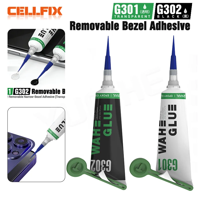 2UUL G301/G302 Removable Narrow-Bezel Adhesive Black Transparent for Mobile Phone Screen Bonding Repair Tool LCD Frame Glue