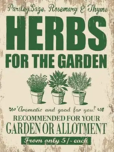 nobrand Herbs for The Garden Sign Decor Metal Tin Sign 8x12 Inch