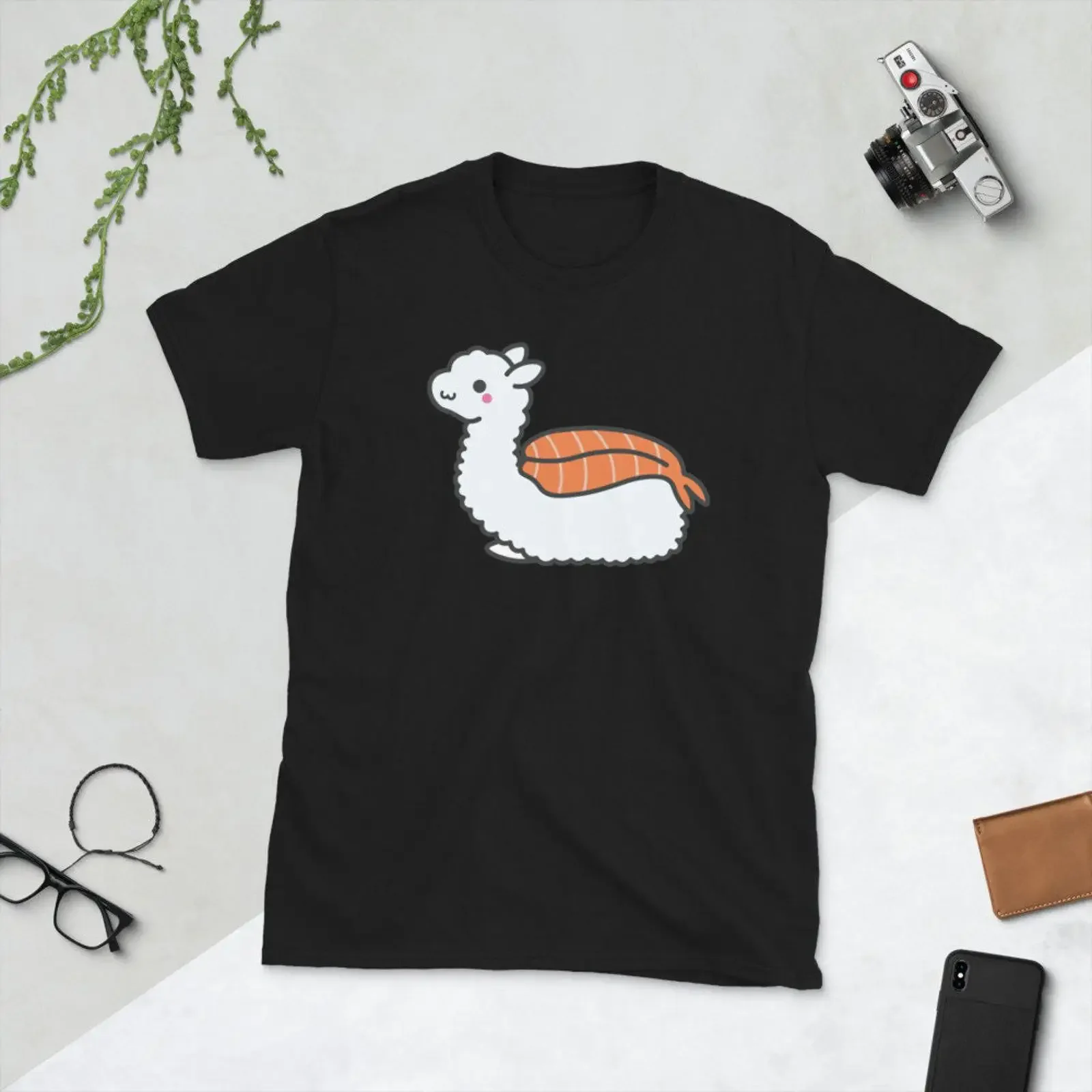 Kawaii Cute Sushi Llama Alpaca Shrimp Salmon Nigiri Sashimi Lover Asian Food Foodie  T Shirt vintage Washed fashion Stylish