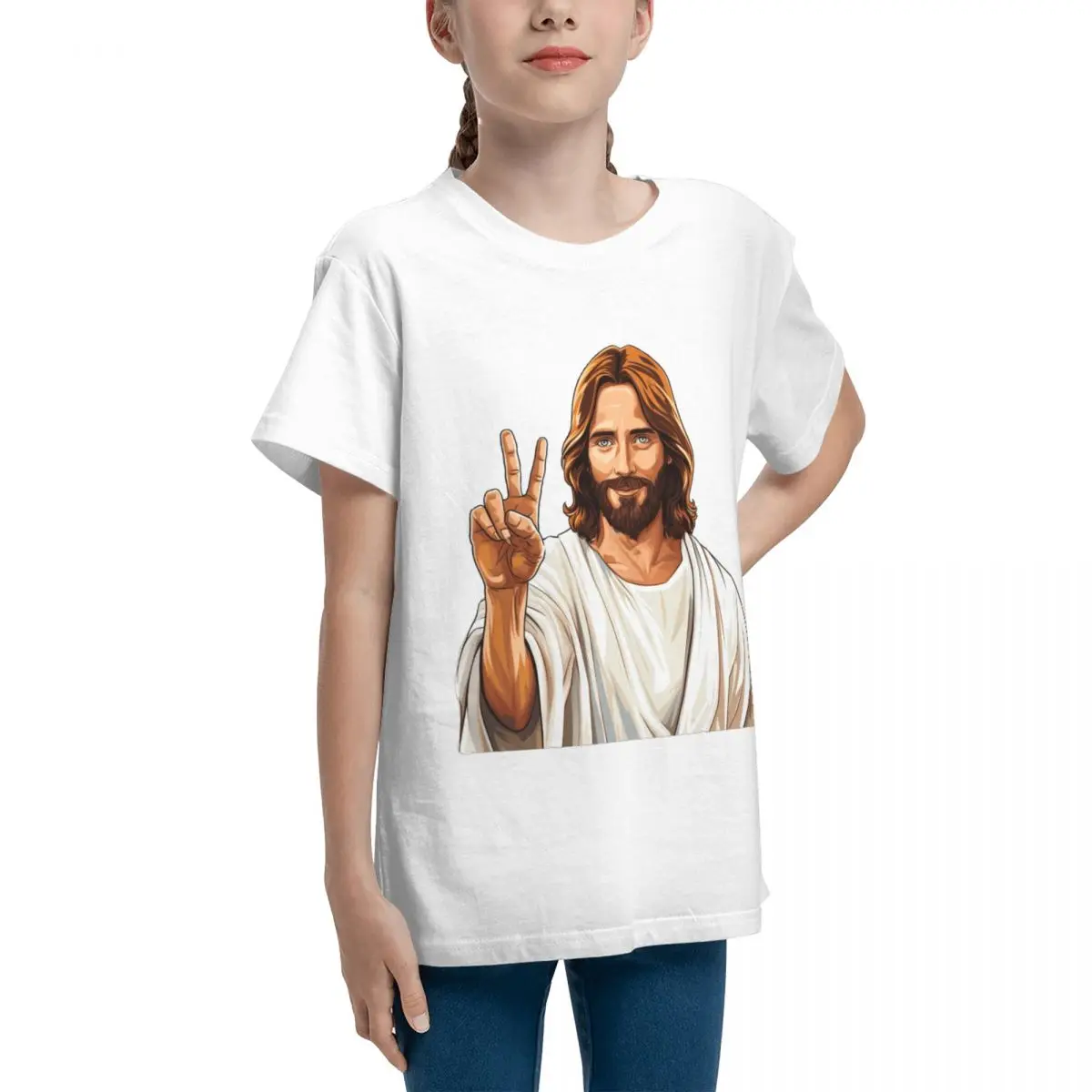 Jesus Peace Peace Sign Men S Premium High grade Tshirt Top Quality Joke Leisure Retro Teeanger T-Shirt