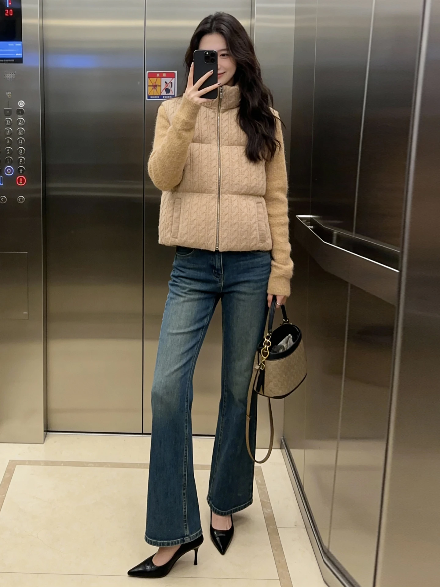 Thiened Gilet con colletto alla coreana a righe intrecciate Capispalla per donna Nuovo arrivo invernale di fascia alta di S Home South Oil