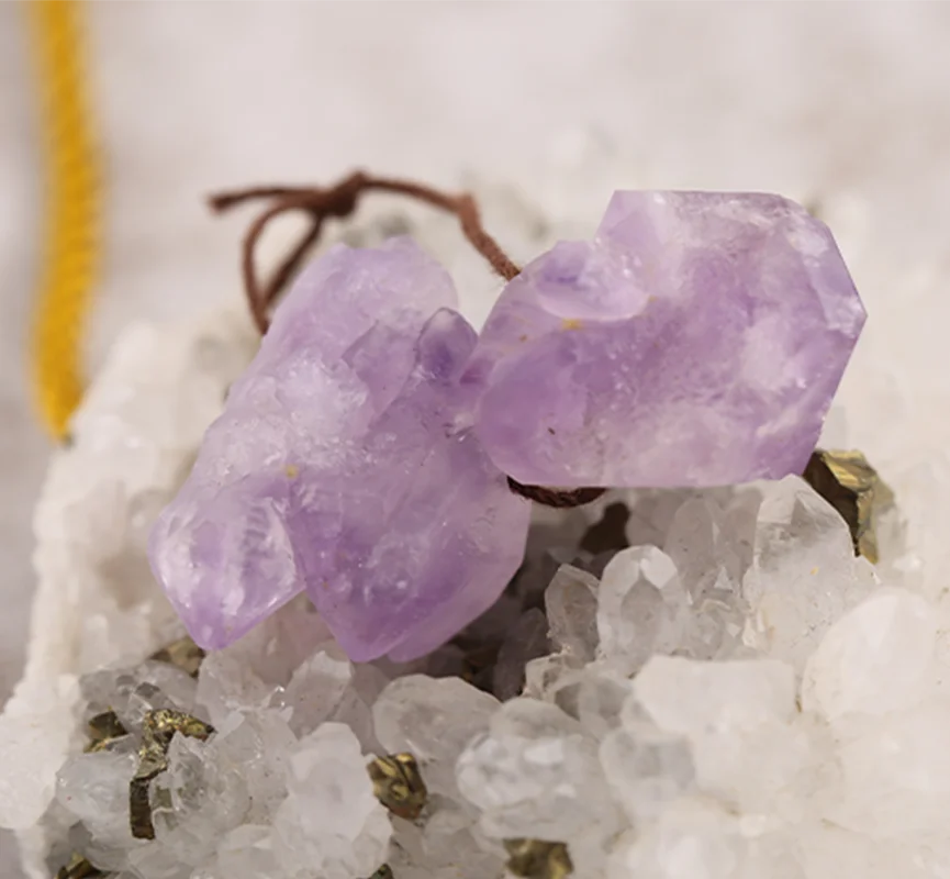 B&F Earring Beads Amethyst—Handmade Natural Jewelry Charm Gift Accessories Semi-precious Stones Jewelry 24x16mm 15g