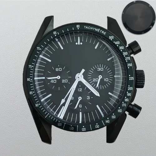 Imagen 1 del producto Caja de metal para reloj de 39,7mm compatible con caja de movimiento VK63, accesorios para reloj adecuados para correa de 20mm, manecillas de esfera vK63