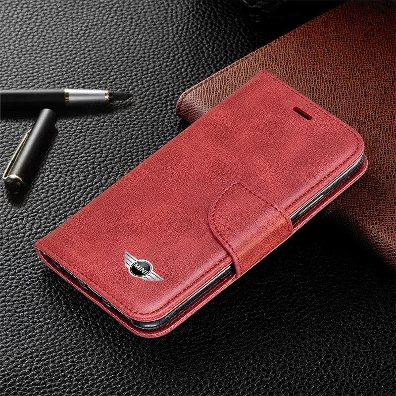 Car MINI Logo Leather Phone Case Protective Cover For iPhone 15 Pro 11 12 Mini 13 14 Pro 15 Pro Max 7 8 Plus XR XS MAX Accessory