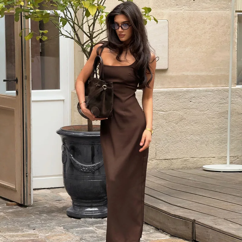 

Strap Dress For Summer Sleeveless Waist Cinching, Pure Desire, Sexy, Tight Fitting, Slimming, High-End Feeling, Hip Hugging, Spi