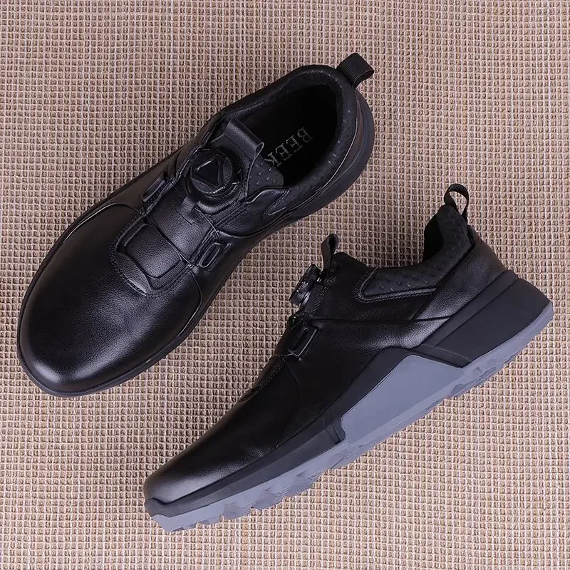 2024 New Spring Golf Training for Mens Black Leather Sports and Leisure Shoe Man Quick Lacing Golf Shoes Mens Gym Sneakers