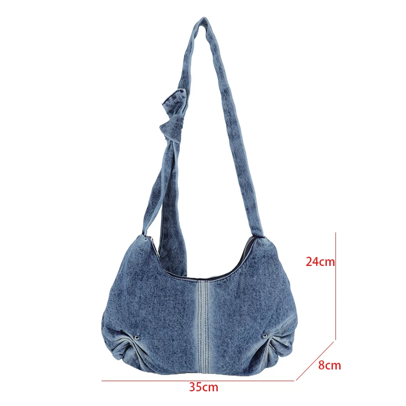 Luxury Designer Jeans Bags Vintage Women Denim Crossbody Tote Fashion Half Moon Shoulder Handbag Large Capacity Messenger Bags