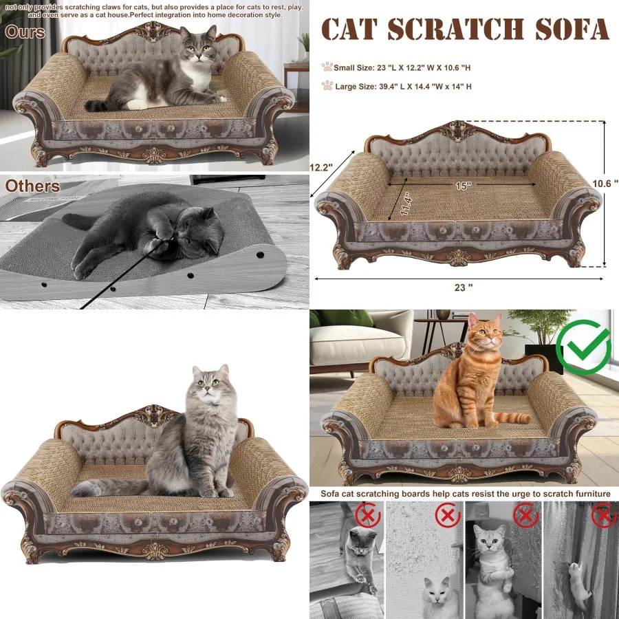 

Sofa Shaped Scratching Couch with Thick Scratching Cardboard for Indoor Cats Lounge Bed and Play Area Featuring Comfortable Res