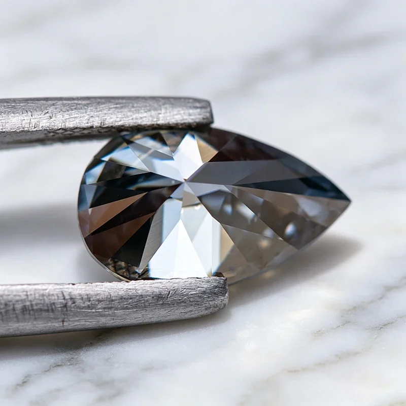 Moissanit-Stein in Birnenform, graue Farbe, im Labor gezüchteter Edelstein für DIY-Schmuck wie Ringe, Halsketten, Ohrringe, Hauptmaterialien mit Zertifikat. – Detail 6