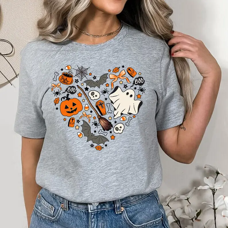 Halloween Tshirt, Halloween Doodles Hearth Shirt Gift For Mom, Pumpkin Shirt