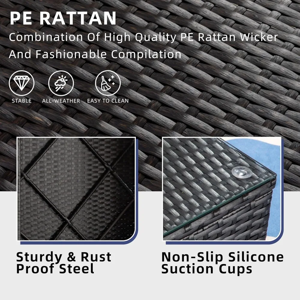 مجموعة فناء مكونة من 5 قطع: أريكة مقطعية من الخيزران البني لجميع الأحوال الجوية - مجموعة محادثة خارجية للحديقة والفناء #4