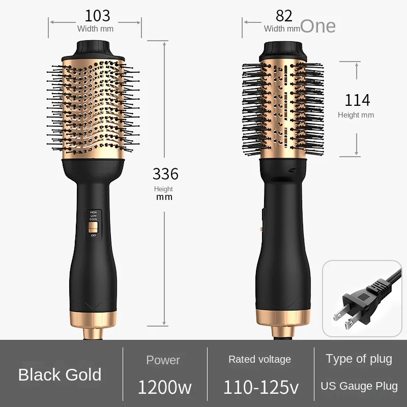 Combinação de alisador de cabelo, penteado multifuncional, 110V escova de ar quente, preto, ouro, tipo escova alisadora de cabelo