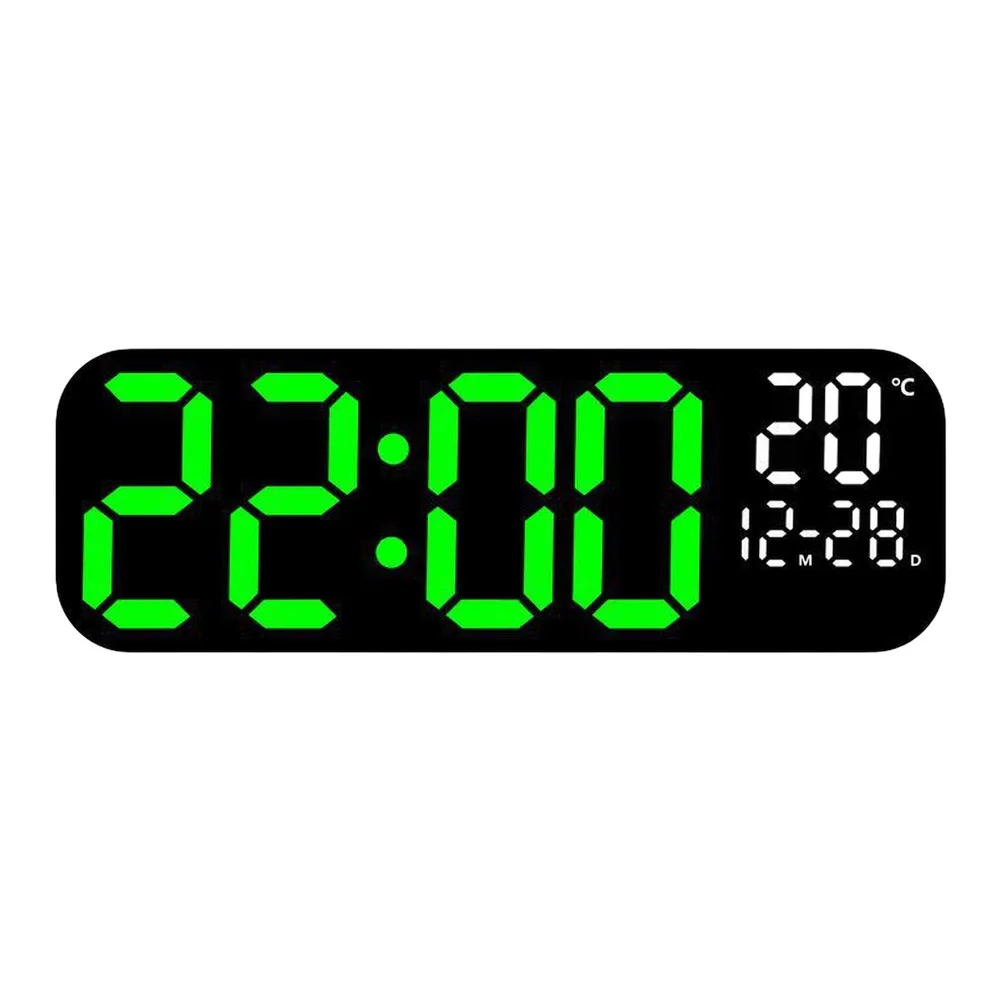 19 5 Inch LED Digital Wall Clock with Remote Control Temperature Display Auto Brightness Adjustment for Kitchen