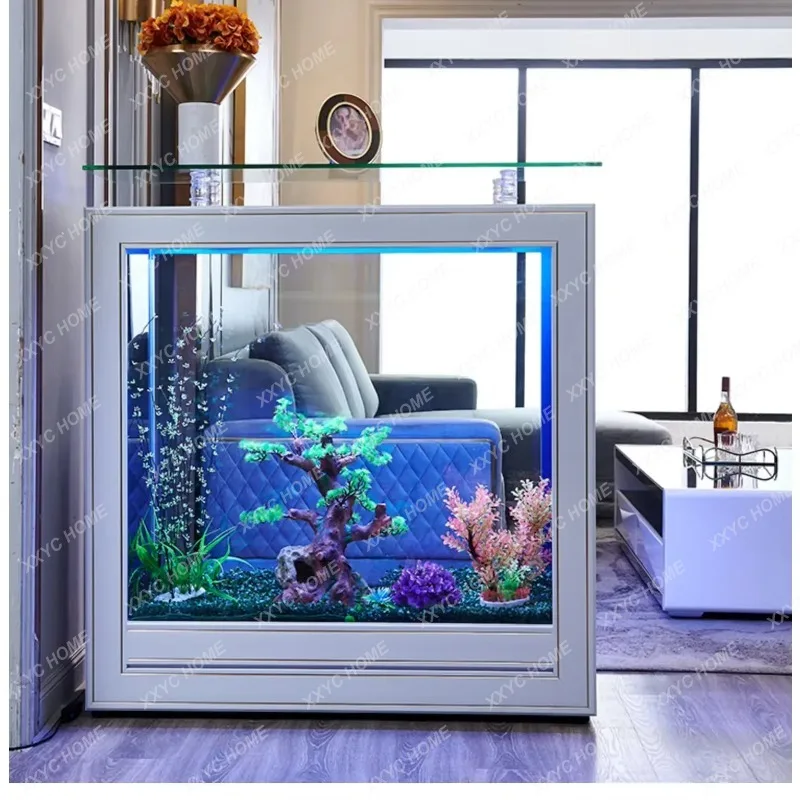 XXLight Luxury Fish Tank Living Room Home Medium And Large Ultra-white Glass Floor-to-ceiling Ecological Aquarium Partition