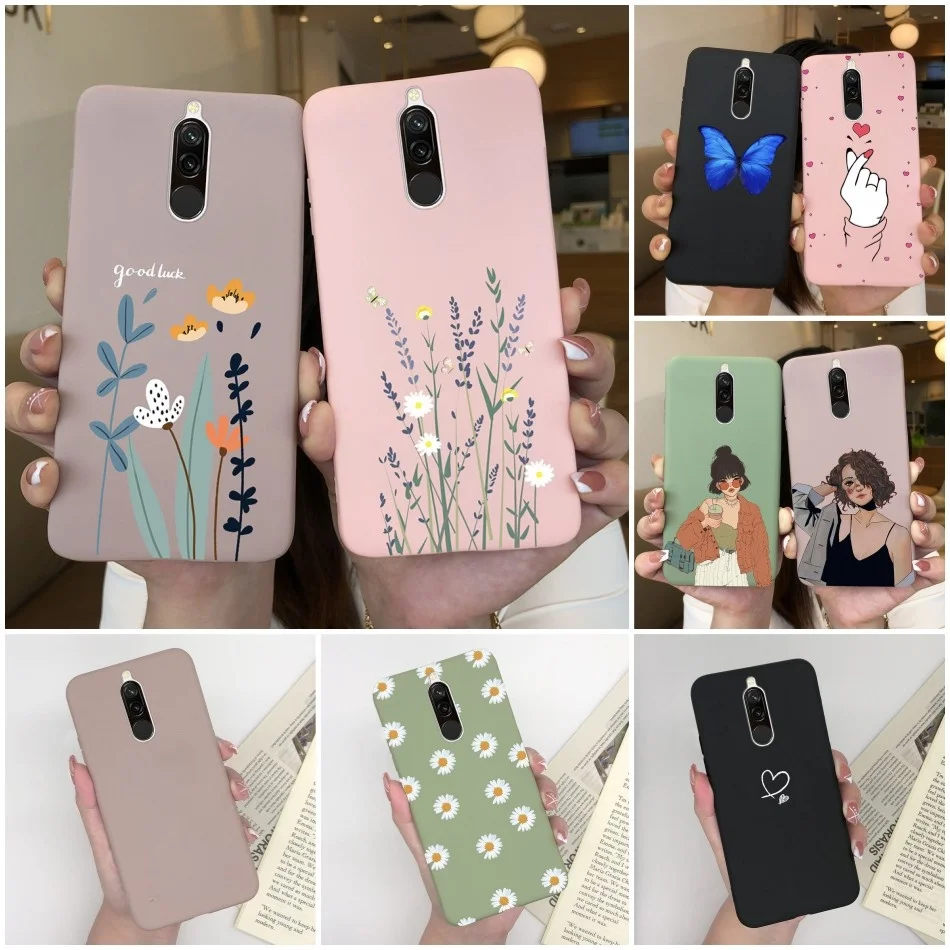 

Soft Case For Xiaomi Redmi 8 Case Silicone Fundas Phone Back Cover For Redmi8 Case Flower Love Heart Bumper For Xiaomi Redmi 8