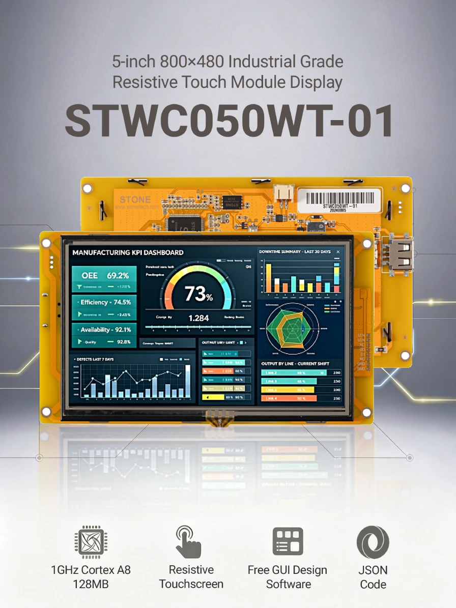 STONE C 5,0 Zoll Industrielles TFT LCD HMI-Display mit Resistivem Touchscreen 800×480 für Arduino Nano Uno r3 128MB Flash-Speicher – Detail 1