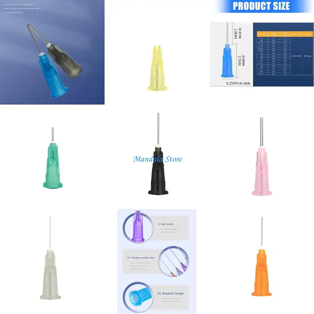 U2JC 50Pcs Industrial Dispensing Needle Tips For Applicator Reusable Multipurpose Epoxy Metal Filler Needle Bluntly Tip