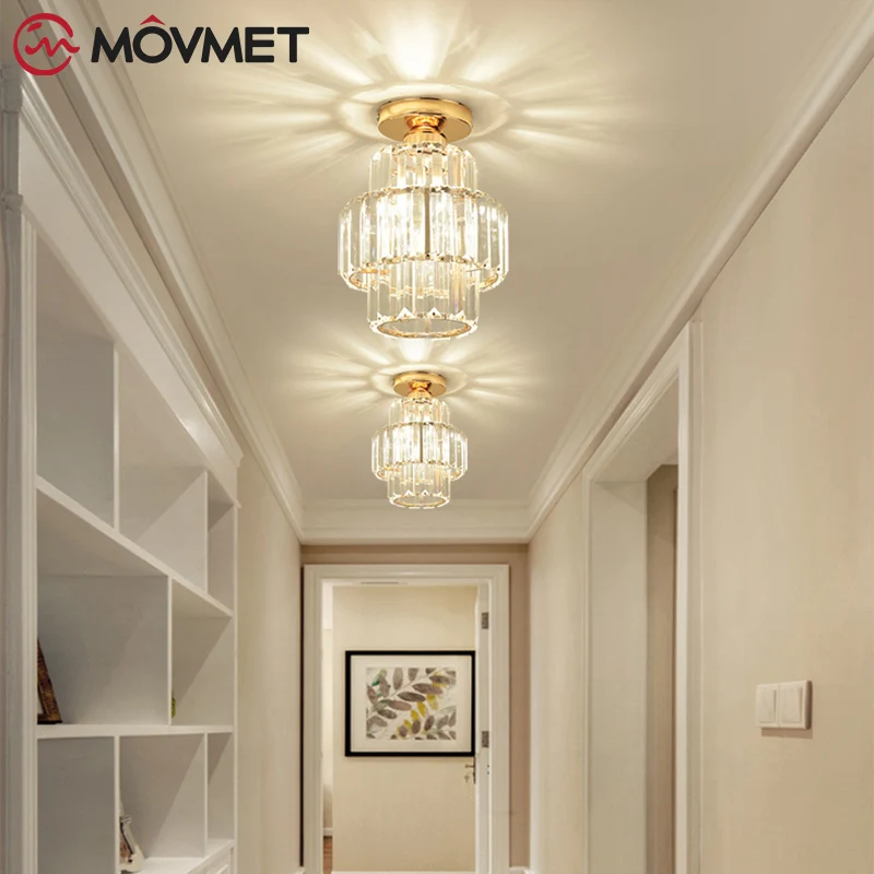 Light Luxury LED Ceiling Lamp lustre Crystal Novelty Iron Glass Bedroom Aisle Balcony Bathroom Corridor Living Room Single Head