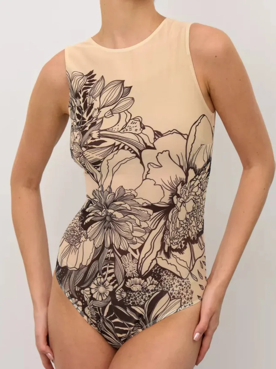 Vintage maille imprimé maillot de bain pour femmes taille haute une pièce maillot de bain été 2025 nouveau maillot de bain de plage Bikini Куwlльник