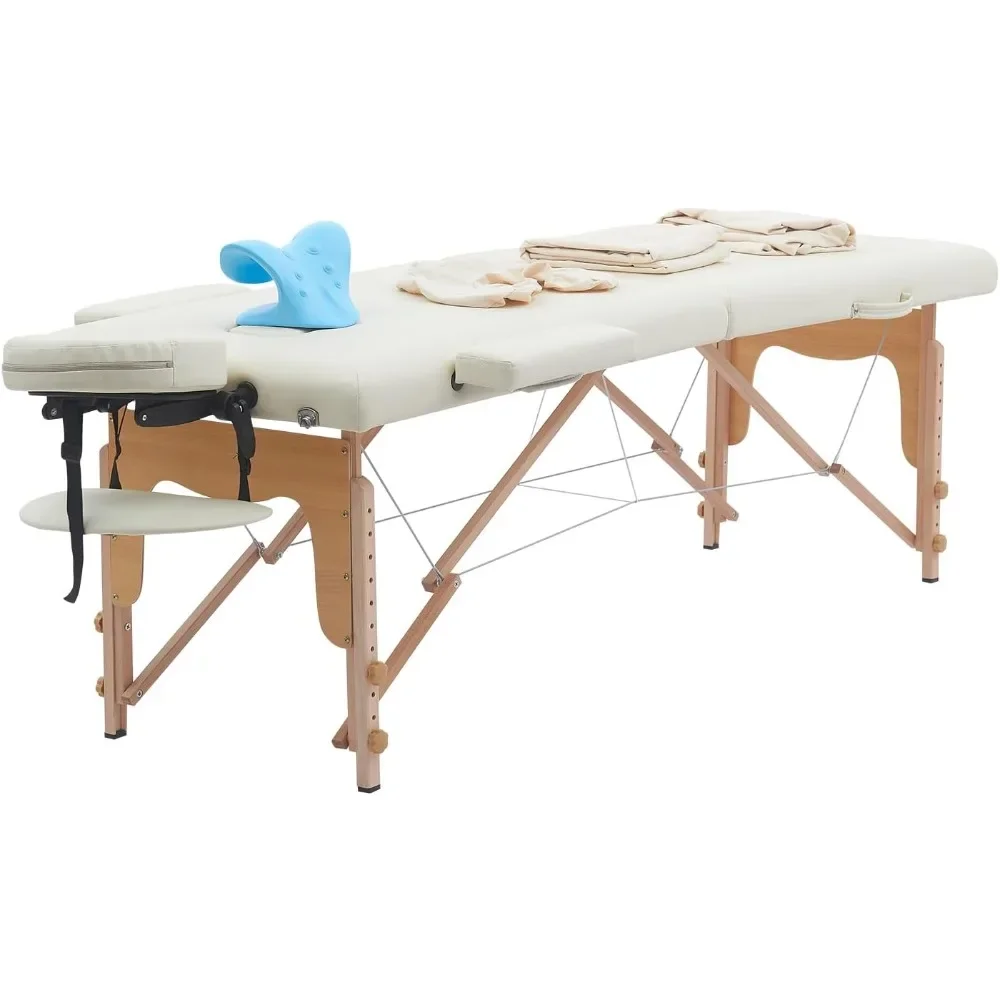 

Massage Table Portabl, w/Neck Stretcher&Sheets, 84 inch Adjustable Massage Bed, table w/bed sheets& face cream, Massage Bed