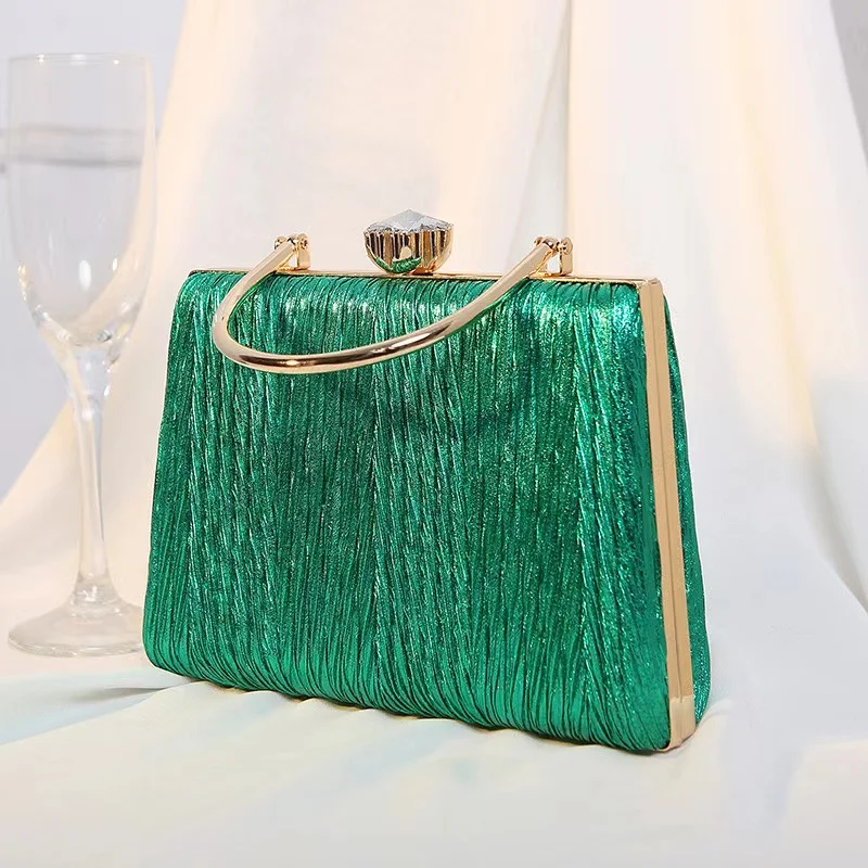 

Europe and the United States new handbag dinner bag pleated banquet bag lady small square bag fashion clutch