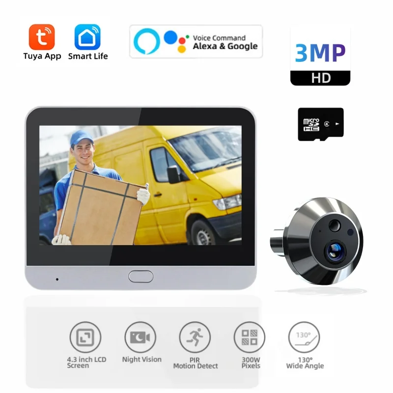 Tuya-visor Digital inalámbrico inteligente para puerta, visor de seguridad para el hogar, 1080P HD, detección PIR, cámara de puerta, Wifi, 2,4G