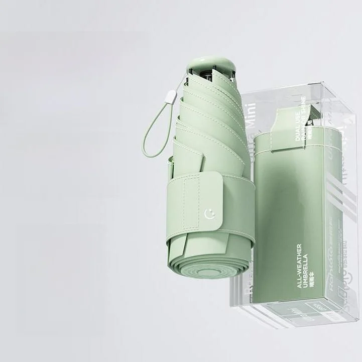 

Портативный зонт-капсула: легкий, солнцезащитный, всепогодный, с покрытием, компактный, складной, женский, летний, модный, в стиле макарон.