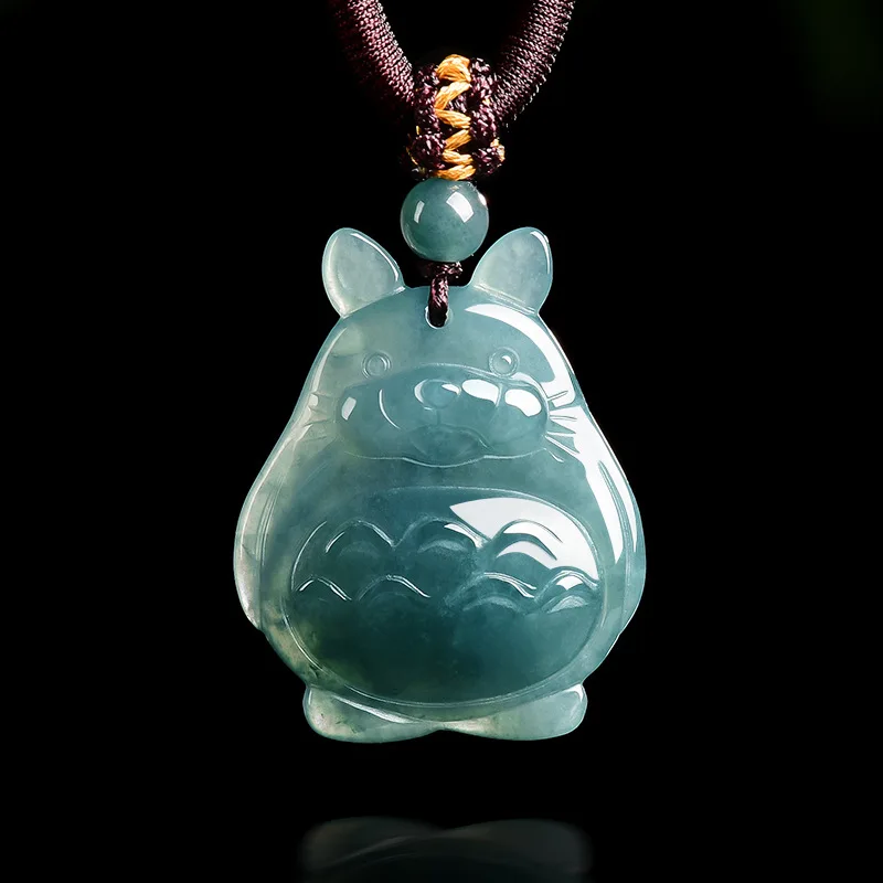 

Natural A-Quality Jadeite Blue Water 3D Guinea Pig Cartoon Pendant Ice-Clear Jade Adorable Unisex Charms Jewelry Drop Shipping