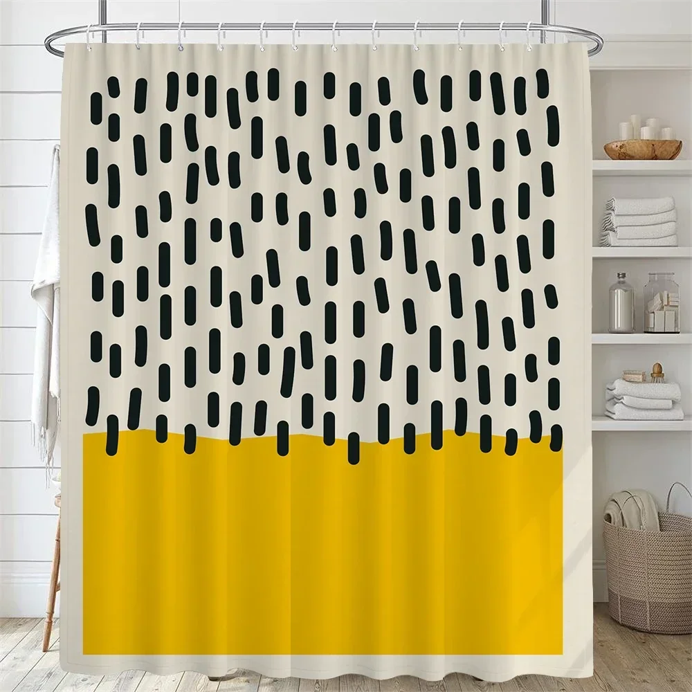 Bathroom Nordic Abstract Painting Shower Curtain Medieval Minimalist Art Polyester Fabric Shower Curtain with Hooks
