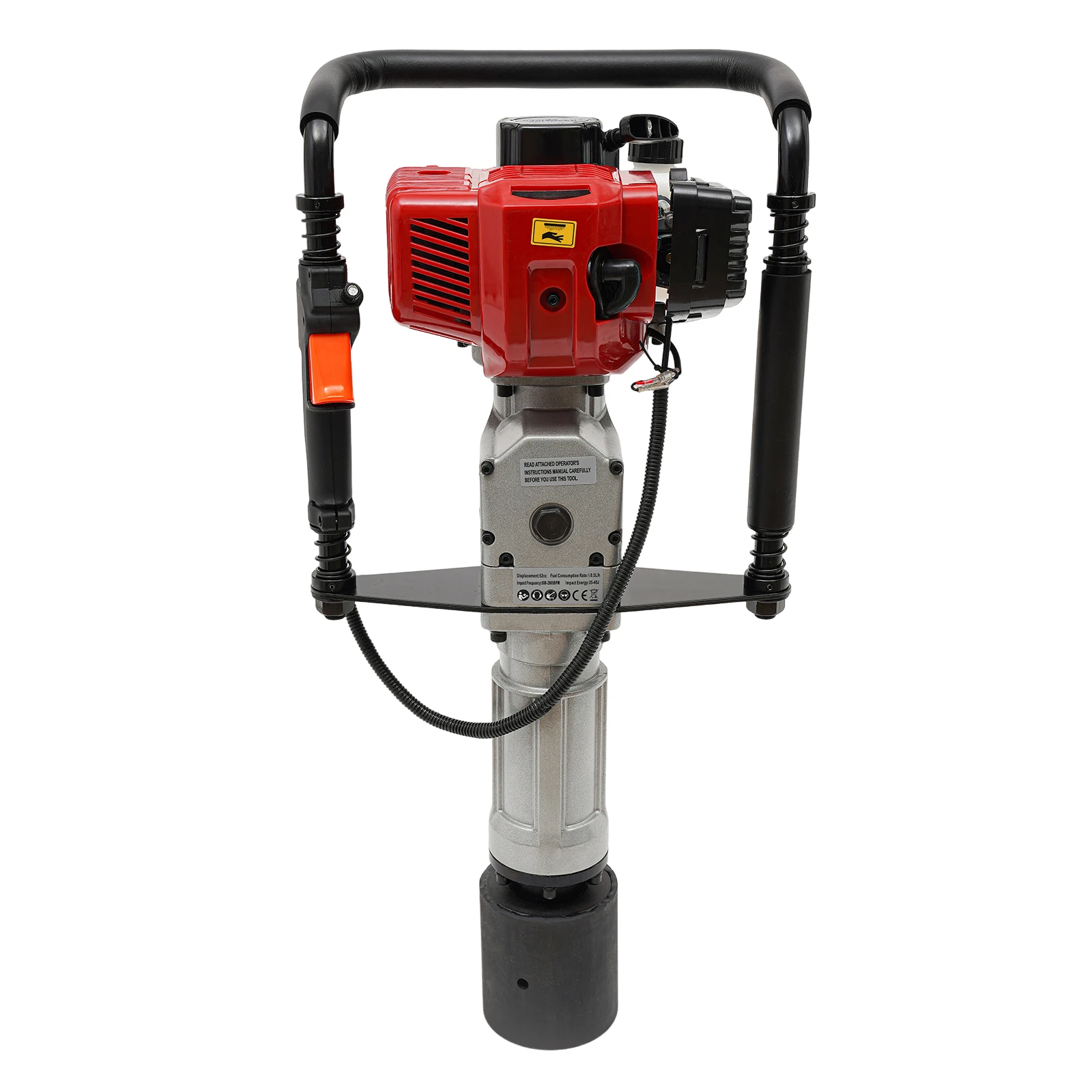 Gas Powered T-Post Driver, Pile-Driver 52CC 2-Stroke, 55-70-100mm, Durable ABS Alloy Steel Construction for Farm Fence Orchard