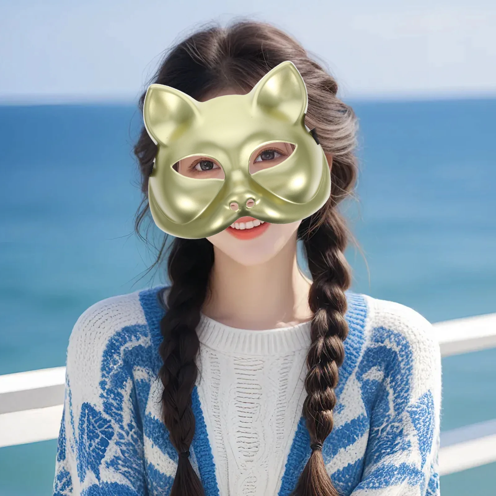 

1PC Cat Face DIY Blank Masquerade Mask for Women Party Supplies Halloween Prop Craft Blanks Fits Most Faces Safe Cosplay Fox