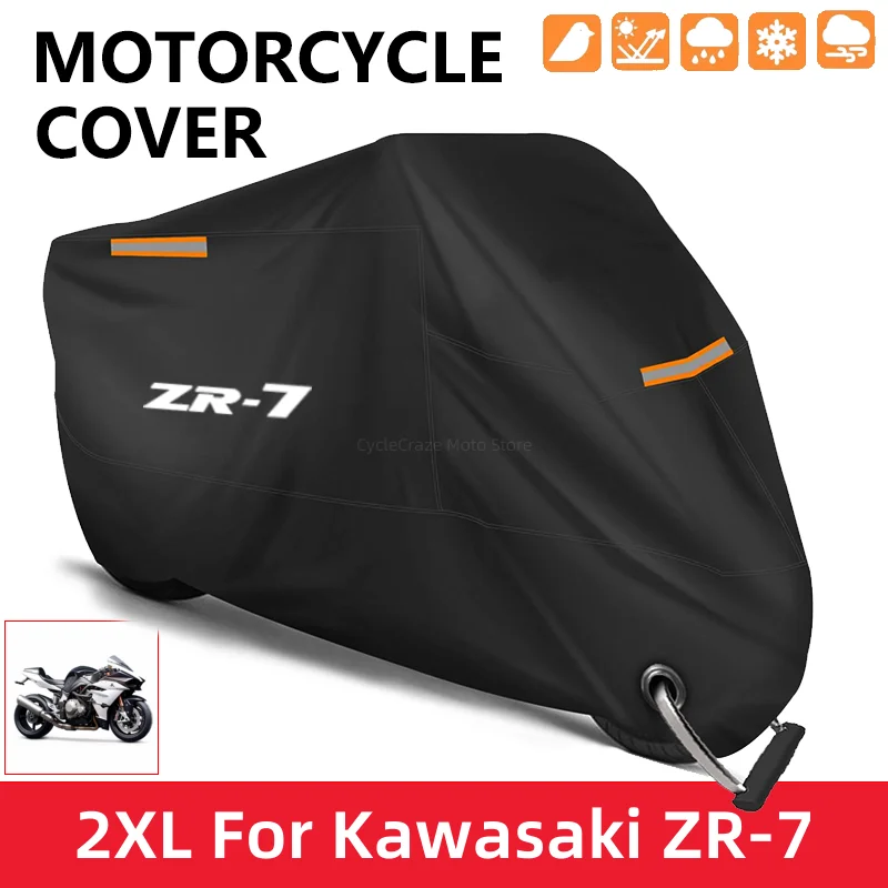 

Motorcycle Cover Waterproof Outdoor Scooter UV Protector Dust Rain Cover For Kawasaki ZR-7 / S ZR7 ZR7S 1999-2003