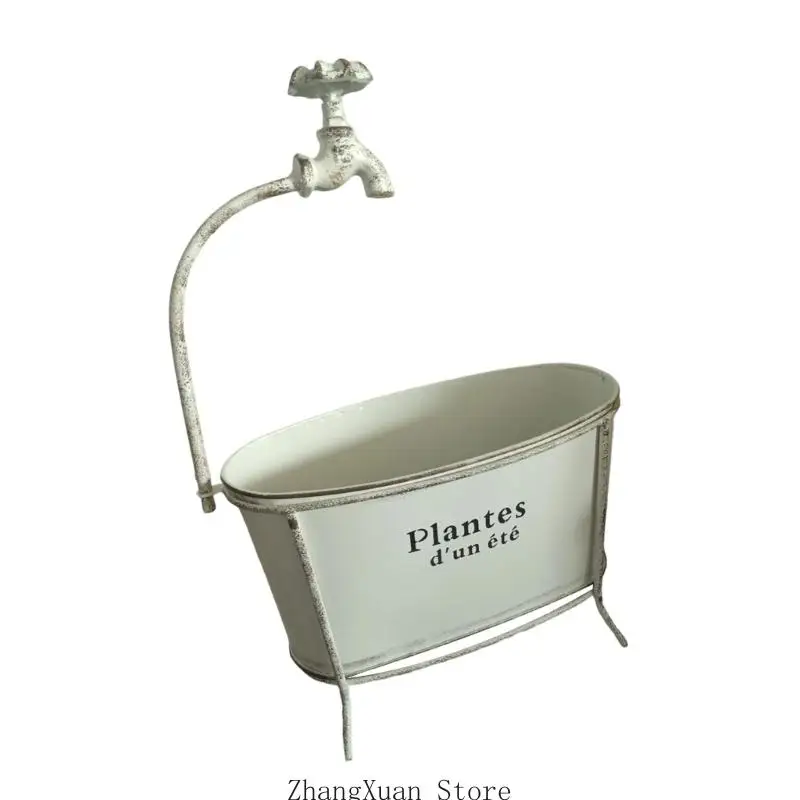 Eleganter Eisen-Gartenpflanzer mit Wasserauslauf-Design, für kleine Pflanzen, 3 x – Detail 8