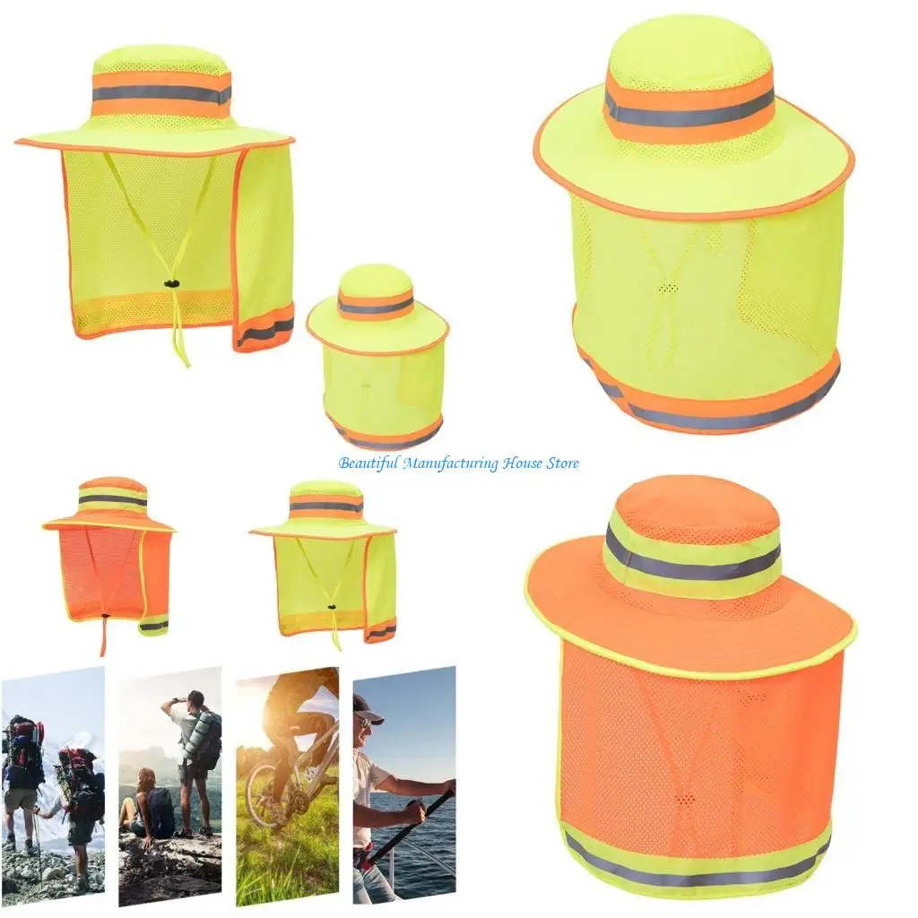 

E56A High Visibility Bucket Hat With Neck Flap Reflective Safety Hat Bucket Cap