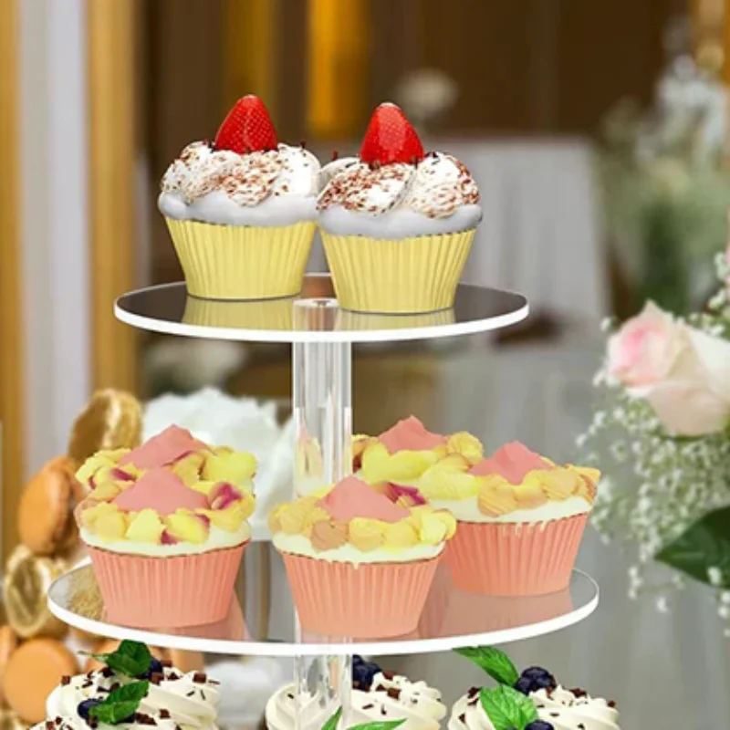 3/4/5 Tier Acrylic Round Cupcake Stand Clear Birthday Cupcake Stand Holder Dessert Display For Wedding Birthday Christmas Party