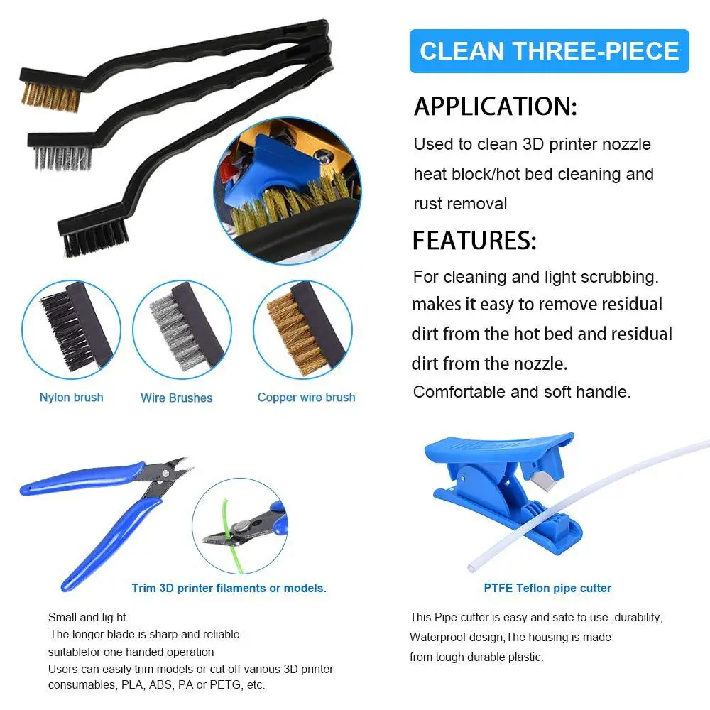 35PCS 3D Printer Cleaning Tool Kit 3D Printing Accessories Maintenance Repair Tools for Nozzle Model DIY