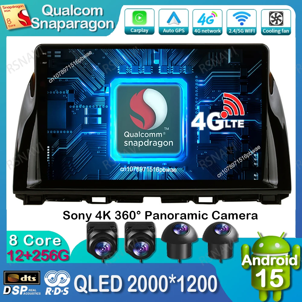 

Android 15 Car Radio For Mazda CX5 CX-5 2012-2015 Viedo Player QLED 4G LTE DSP Qualcomm Wireless Carplay Auto Stereo DVD BT GPS