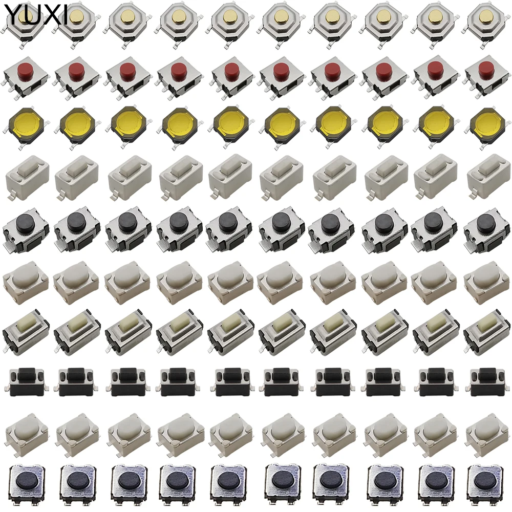 

YUXI Touch Switch / Micro Switch / Push Buttons Switches 10Types Assorted Kit 3*4/3*6/4*4/6*6 For DIY Tool Switch Pack