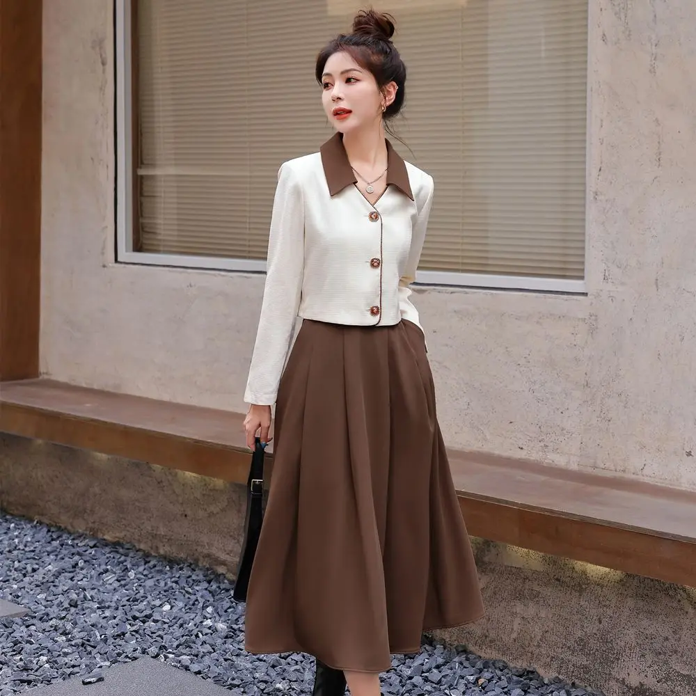 Temperament Slim Fit Jacket Blazer A-line Skirt Two Piece Elegant Women\'s Dress Set Summer Business Set Outfits