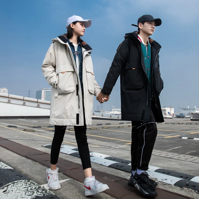 

Trendy Korean Sle Mid-Length down Jaet for Youth Men And Women Winter High-End Sensation Beige Small Fraance Sle