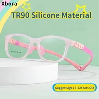 Xbora TR90 gafas cuadradas para niños, gafas graduadas ópticas flexibles con correa deportiva, gafas para niños y niñas 9017