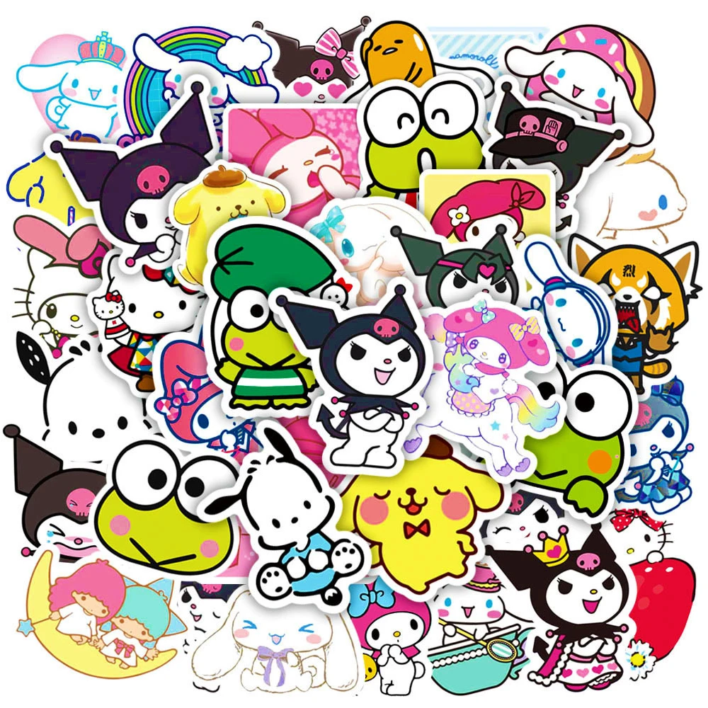 10/30/50pcs Cute Cartoon Sanrio Children Stickers Kuromi My Melody Hello Kitty Anime Decals DIY Luggage Phone Laptop Sticker Toy