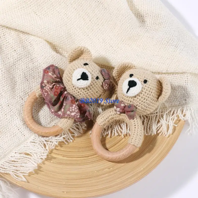 Q0KB Baby Cartoon Bear Baby Teething Toy for Visual Sensory Stimulation