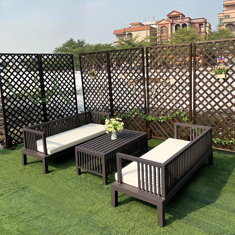 Nordic wrought iron sofa chair, cafe double sofa table and chairs, milk tea shop complete set of aluminum negotiation sofa seat